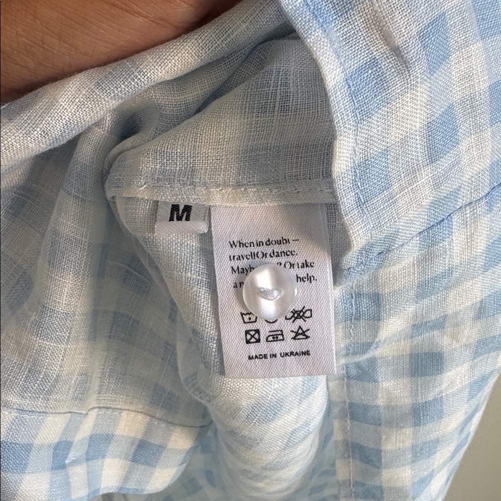 Sleeper Brigette Linen Mini Dress in Blue Vichy - M - Picture 6 of 6